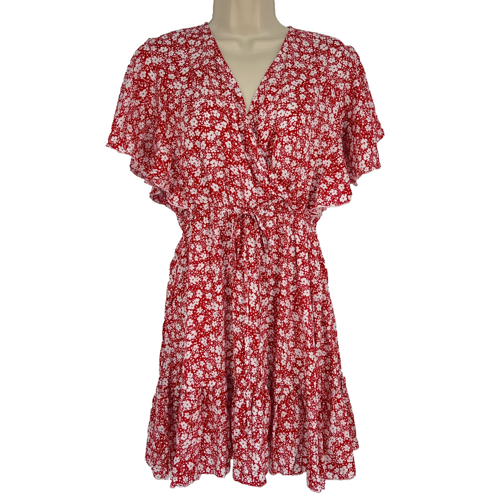 Cupshe Women Size S Cottagecore Dress Floral Ruffle Coquette Romantic Smocked